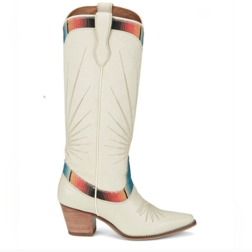 Nocona Pearl Serape Cream White Western Boots 9